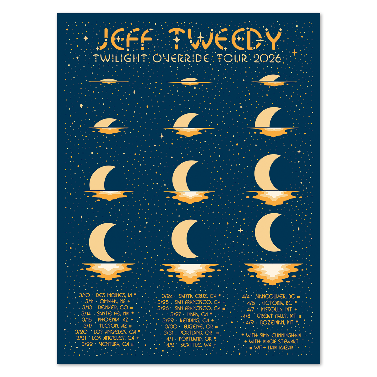 Jeff Tweedy Gold Foil Twilight Override (March April 2026) Tour Poster